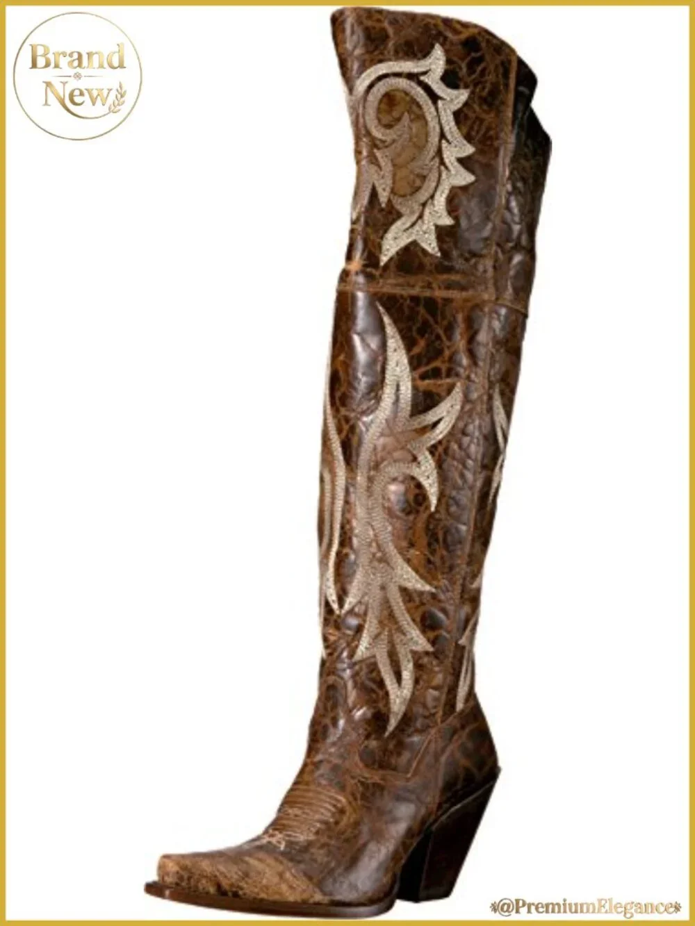 Dan Post Women's Jilted Embroidered Snip Toe Over the Knee Dress Boots
